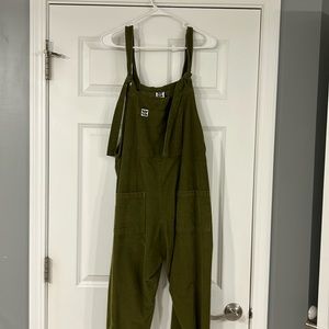 Lucy & Yak olive green corduroy overalls